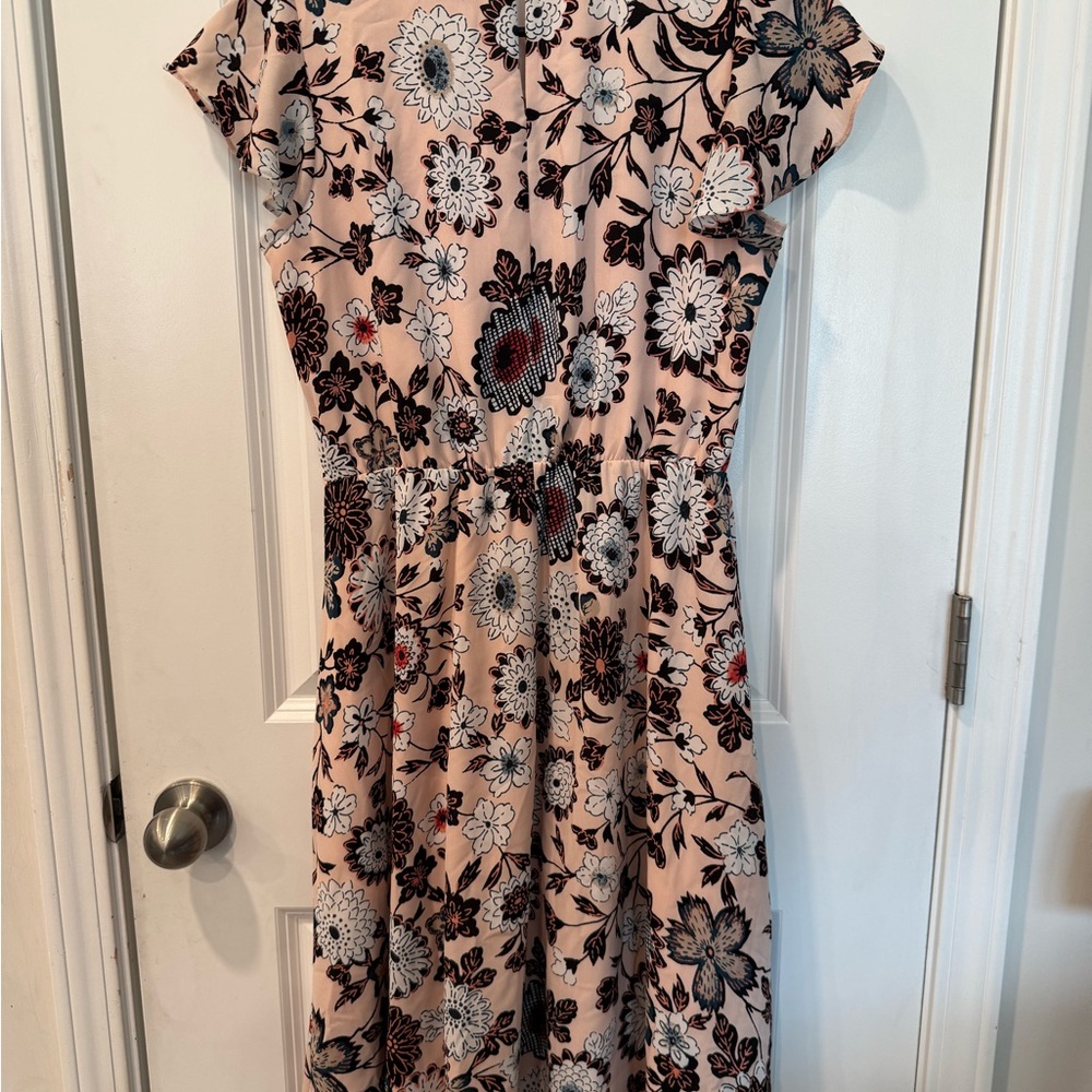 LOFT Pink Flutter Sleeve Crew Neck Midi Dress - Picture 6 of 7